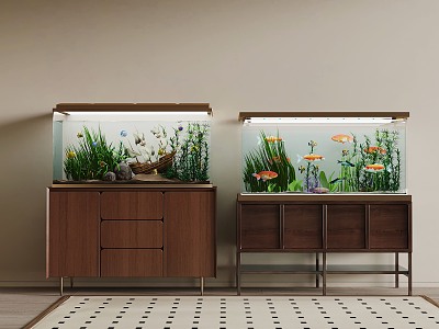 10 fish tank medium wind fish tank aquarium 3d model