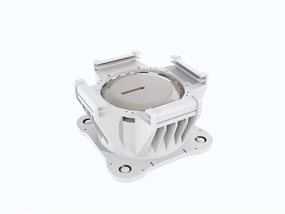 White Industrial Equipment With Circular Design And Support Structures On Base 3d model