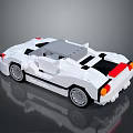 White Convertible Sports Car Built With Lego Bricks As Lifestyle Toy Product