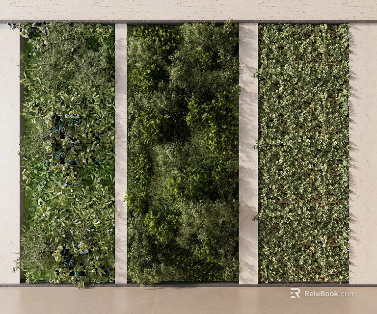 Vertical Living Plant Wall Design With Natural Greenery For Modern Home Interior 3d model 