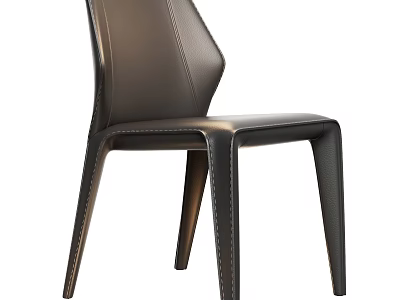 Elegant Modern Leather Dining Chair Featuring Sleek Legs And Stitching Details 3d model