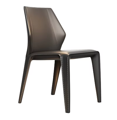 Elegant Modern Leather Dining Chair Featuring Sleek Legs And Stitching Details 3d model