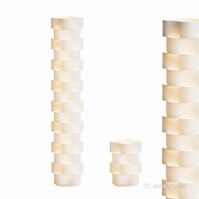 Modern Stacked Cube Design White Floor Lamps With Different Sizes For Home Decor 3d model