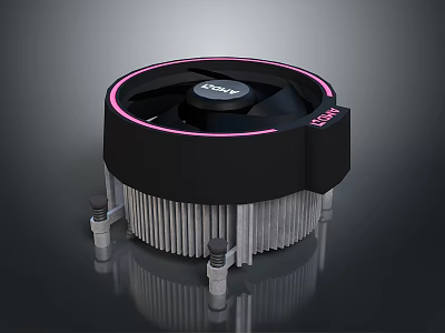 XIGMATEK Black Computer Cooler With Pink Glowing Edge And Heat Sink 3d model