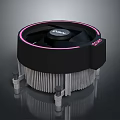 XIGMATEK Black Computer Cooler With Pink Glowing Edge And Heat Sink
