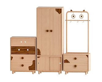 Nordic Wardrobe Children's Wardrobe Bucket Cabinet Children's Bucket Cabinet 3d model