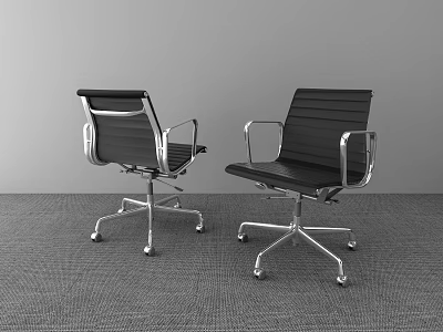 Modern Black Office Chair With Metal Frame And Swivel Wheels 3d model