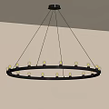 Circular Black Frame Chandelier With Multiple Bulbs For Modern Ceiling Lighting