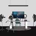 Mobile Digital Product Photography Setup with Monitor Camera Tripod Ring Light Softboxes Table and Chair