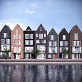 Modern Outdoor Commercial Street Modern Outdoor Street Commercial Street Building Building Dutch River Abroad 3d model