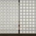Transparent Glass Partition With Circular And Square Patterns For Elegant Interior Spaces 3d model