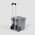 Gray Storage Box With Telescopic Handle And Wheels For Home Use