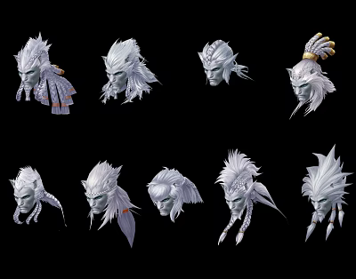 Modern Hair Character Fashion Werewolf Moxican Non-mainstream Hairstyle Braid Head Style Hair 3d model