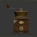 Vintage Wooden Manual Grinder With Brass Decorations And Drawer Design