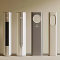 Four Modern Vertical Tower Appliances In Silver Gray And Beige Colors