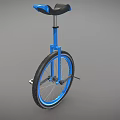 Blue Modern Unicycle with Black and Blue Seat and Sturdy Black Wheel
