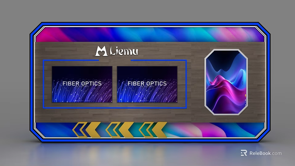 Liemu Fiber Optics Background Wall With Wooden Texture And Colorful Light Effects 3d model 