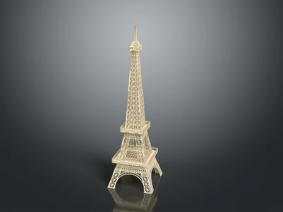 Golden Eiffel Tower Miniature Model With Intricate Design And Black Background Reflection 3d model