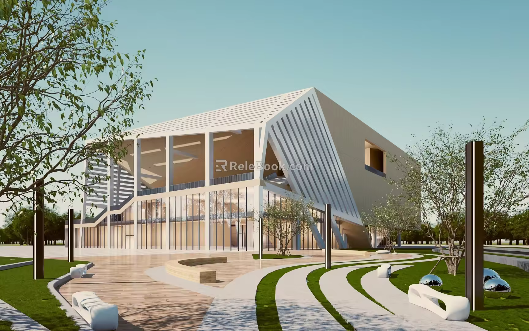 Modern Library Architecture Art Office Building Exhibition Building Library Science and Technology Museum 3d model