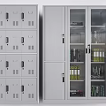 Modern Metal Storage Cabinets With Glass Doors And Multiple Compartments For Organizing Items
