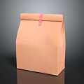 Simple Brown Paper Bag With Pink Ribbon For Daily Household Use