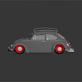Vintage Gray Beetle Car With Red Wheels And Roof Rack Design
