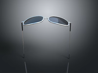 Elegant Modern Sunglasses With Silver Frame And Dark Lenses For Daily Wear 3d model