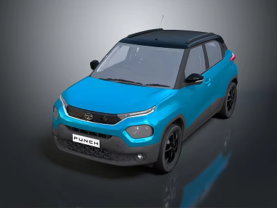 Futon Blue SUV With Black Roof And Black Wheels And Modern Front Face Design 3d model