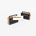 Two Vintage Retro Radios With Wooden Case Black Front And Handle