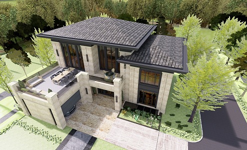 Modern single-family villa self-built villa on the second floor 3d model