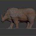 Detailed Rhinoceros Sculpture Carved From Red Stone On Gray Base