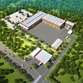 Industrial Factory Aerial View with Modern Design and Green Surroundings