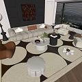 Modern Living Room Sofa And Coffee Table Set With Patterned Rug Accent Chairs 3d model