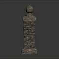 Scenic Landscape Featuring Stone Pillar With Stacked Bricks And Spherical Top 3d model