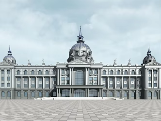 European-style office building, four-story office building 3d model