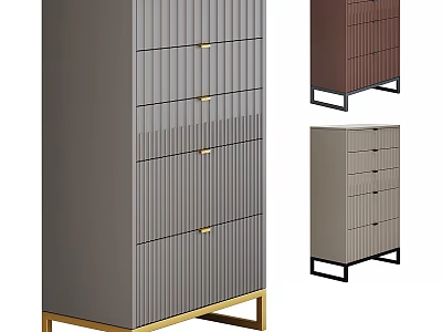 Modern Storage Cabinets In Gray Brown Light Gray With Golden Black Legs And Drawers Design 3d model