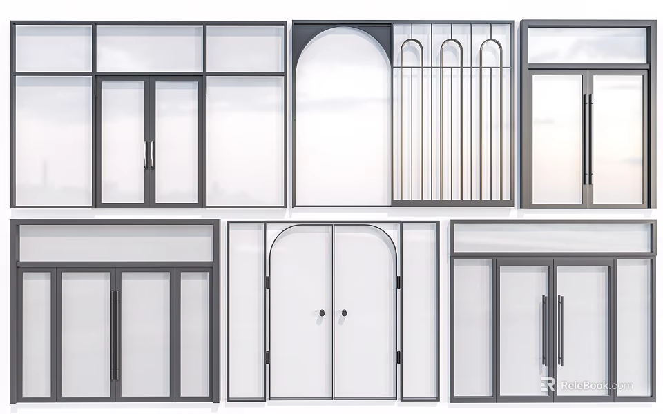 Modern Sliding Doors With Various Glass Panel And Frame Design Options For Home 3d model 