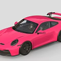 Pink Sports Car With Streamlined Body Black Wheels And Rear Spoiler