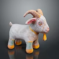 Adorable Stuffed Goat Toy With Curved Horns Colorful Legs And Yellow Collar