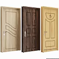 Various Wooden Swing Doors With Different Panel Designs And Handle Styles 3d model