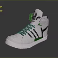 Adidas White High Top Sneakers With Green Accents Black Details And Three Stripes Logo