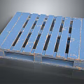 Blue Distressed Pallet Featuring Wooden Slats And Worn Surface Texture 3d model