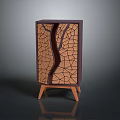 Modern Wooden Cabinet with Tree Pattern Cutout Design and Sturdy Wooden Legs
