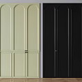 Light Green And Black Arched Panel Design Modern Interior Closet Wardrobe Doors