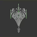 Futuristic Spaceship Design For Cosmic Exploration With Sleek Silver And Green Aerodynamic Structure