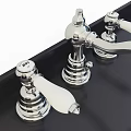 Classic Chrome Faucet With Hot Cold White Lever Handles And Vintage Design