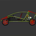 Off Road Go Kart Featuring Green Frame Red Body Black Seats And Wheels