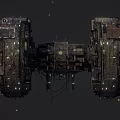 Futuristic Sci Fi Space Station With Mechanical Structure Orbiting Stars 3d model