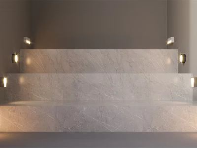 Modern Marble Wall With Three Tiered Steps And Recessed Warm Lighting 3d model