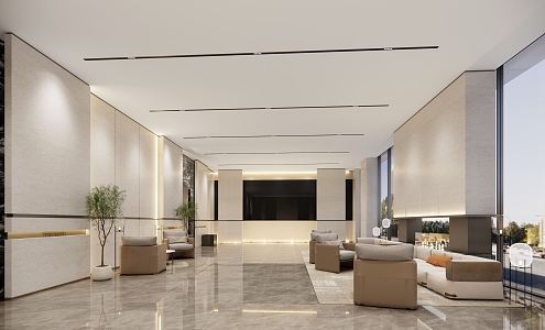 Modern Hall Hotel Lobby 3d model